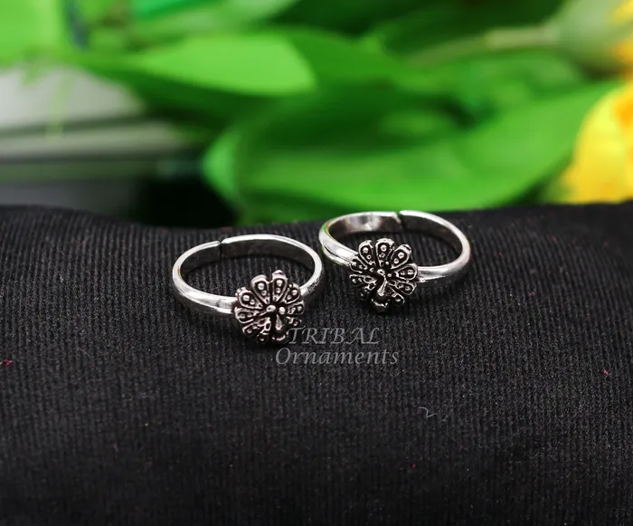 TRIBALORNAMENT 925 sterling silver handmade fabulous peacock design toe ring band tribal belly dance vintage style ethnic tribal brides jewelry ytr62 Rings