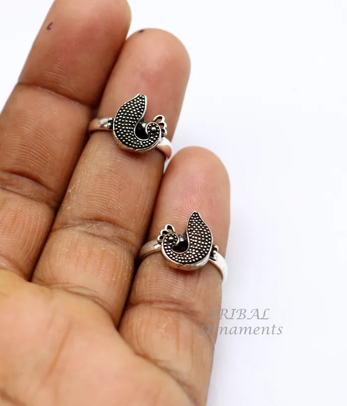 TribalOrnaments Rings 925 sterling silver handmade fabulous peacock design toe ring band tribal belly dance vintage style ethnic jewelry ytr38
