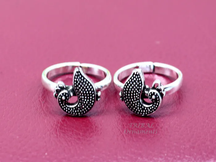 TribalOrnaments Rings 925 sterling silver handmade fabulous peacock design toe ring band tribal belly dance vintage style ethnic jewelry ytr38