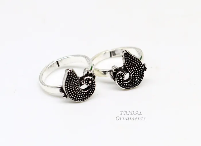 TribalOrnaments Rings 925 sterling silver handmade fabulous peacock design toe ring band tribal belly dance vintage style ethnic jewelry ytr38