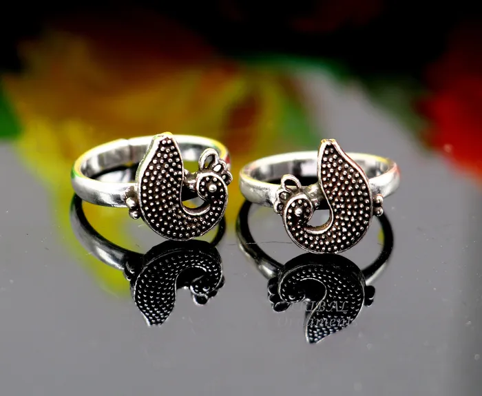 TribalOrnaments Rings 925 sterling silver handmade fabulous peacock design toe ring band tribal belly dance vintage style ethnic jewelry ytr38