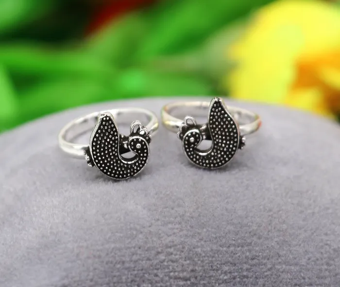 TribalOrnaments Rings 925 sterling silver handmade fabulous peacock design toe ring band tribal belly dance vintage style ethnic jewelry ytr38